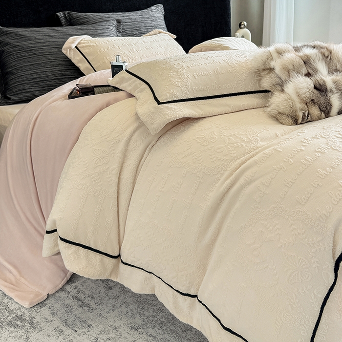 91家纺网 家纺一手货源 找家纺 （总）若未家居 LOVEWE HOUSE 2025新款高克重牛奶绒四件套-一封情书