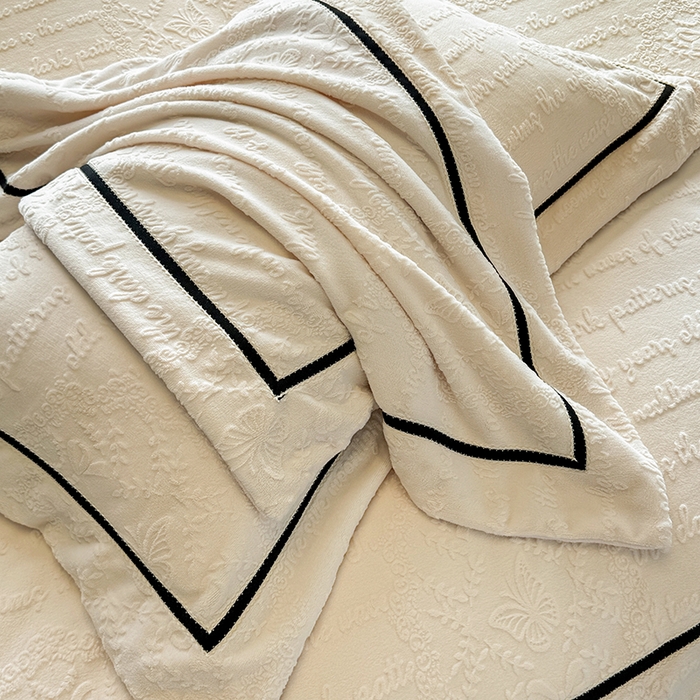 91家纺网 家纺一手货源 找家纺 若未家居 LOVEWE HOUSE 2025新款高克重牛奶绒四件套-一封情书 一封情书-奶油白