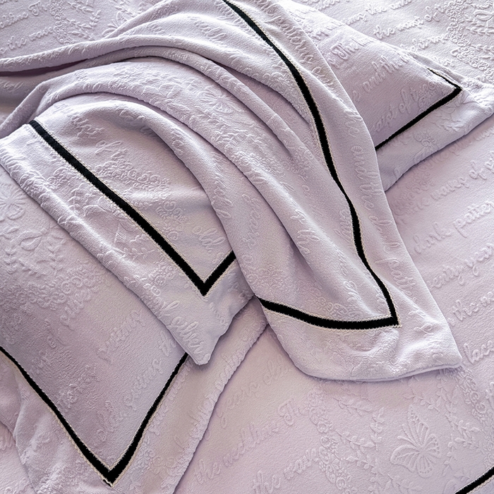 91家纺网 家纺一手货源 找家纺 若未家居 LOVEWE HOUSE 2025新款高克重牛奶绒四件套-一封情书 一封情书-浅紫