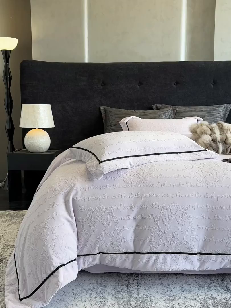 91家纺网 家纺一手货源 找家纺 若未家居 LOVEWE HOUSE 2025新款高克重牛奶绒四件套-一封情书 一封情书-浅紫