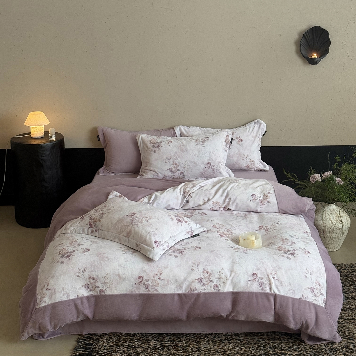 三味舒屋 2025新款绒卉奢暖印花牛奶绒花溪系列四件套 （控价券后不低于318/338) 花溪紫