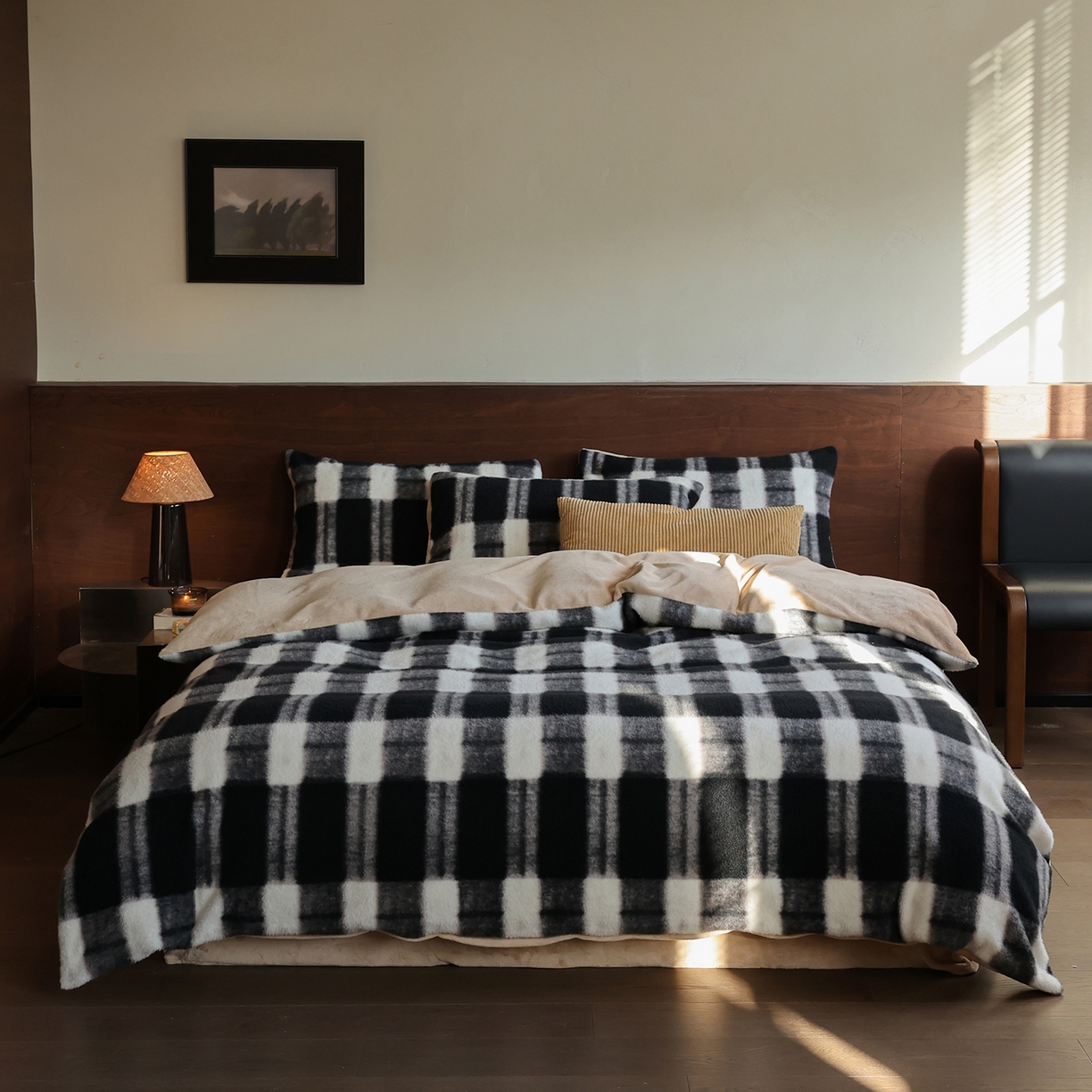 三味舒屋 2025新款黑白风尚仿生羊毛绒牛奶绒四件套（控价券后不低于288/308） 劳伦