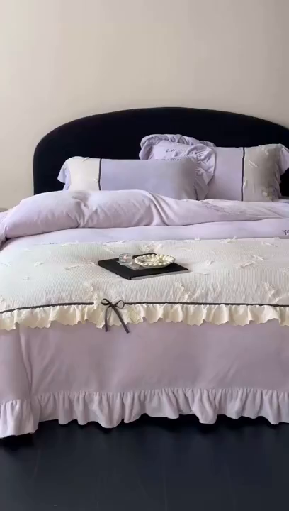 91家纺网 家纺一手货源 找家纺 名品优仓 2025新款240克奶肤绒刺绣四件套-丽莎 丽莎-沐粉