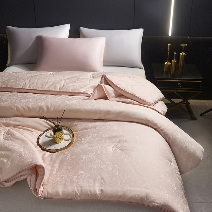 91家纺网 家纺一手货源 找家纺 欧夏家纺 2025新款全棉被子大提花冬被春秋被羊绒蛋白大豆被二合一子母被 美玉粉