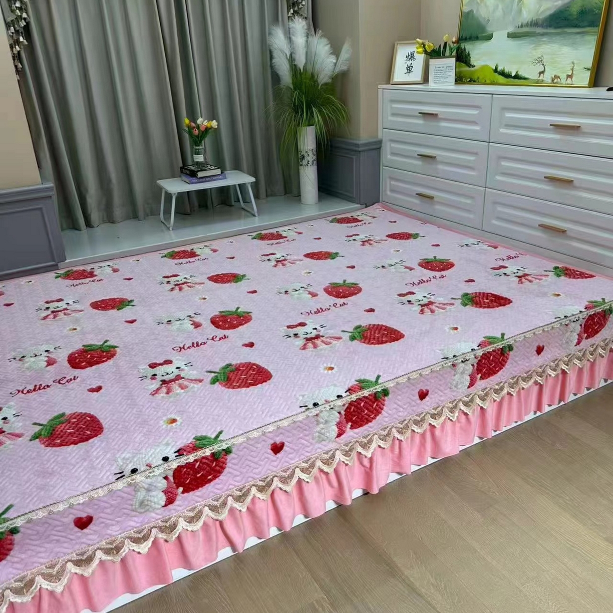 91家纺网 家纺一手货源 找家纺 （总）铭源榻榻米炕盖 新款牛奶绒防滑榻榻米炕盖