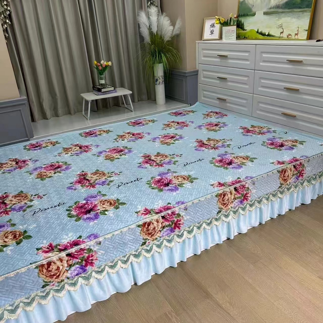 91家纺网 家纺一手货源 找家纺 （总）铭源榻榻米炕盖 新款牛奶绒防滑榻榻米炕盖