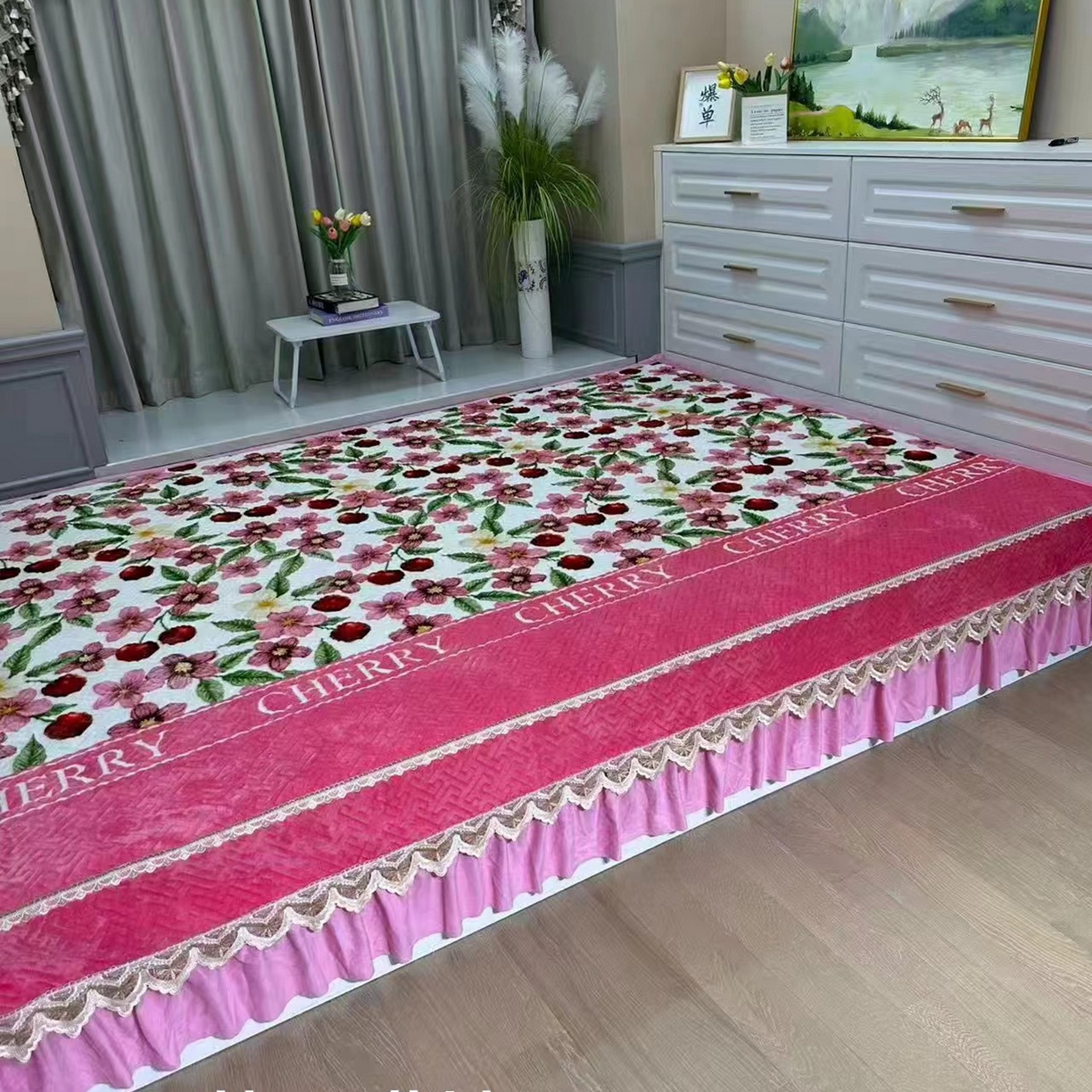 91家纺网 家纺一手货源 找家纺 （总）铭源榻榻米炕盖 新款牛奶绒防滑榻榻米炕盖