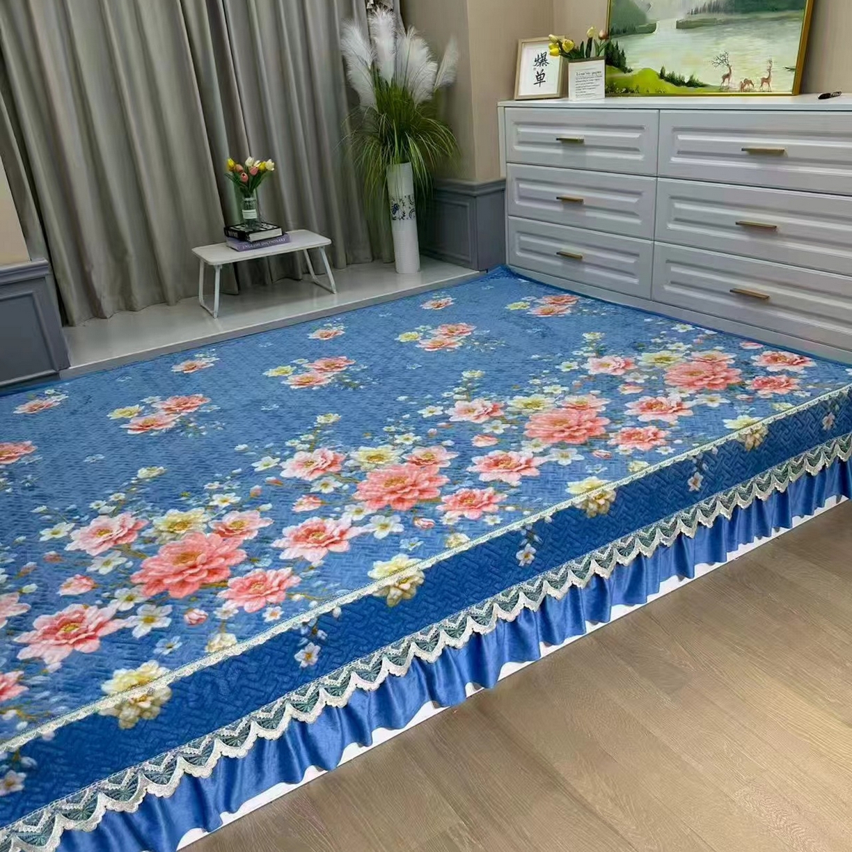 91家纺网 家纺一手货源 找家纺 （总）铭源榻榻米炕盖 新款牛奶绒防滑榻榻米炕盖