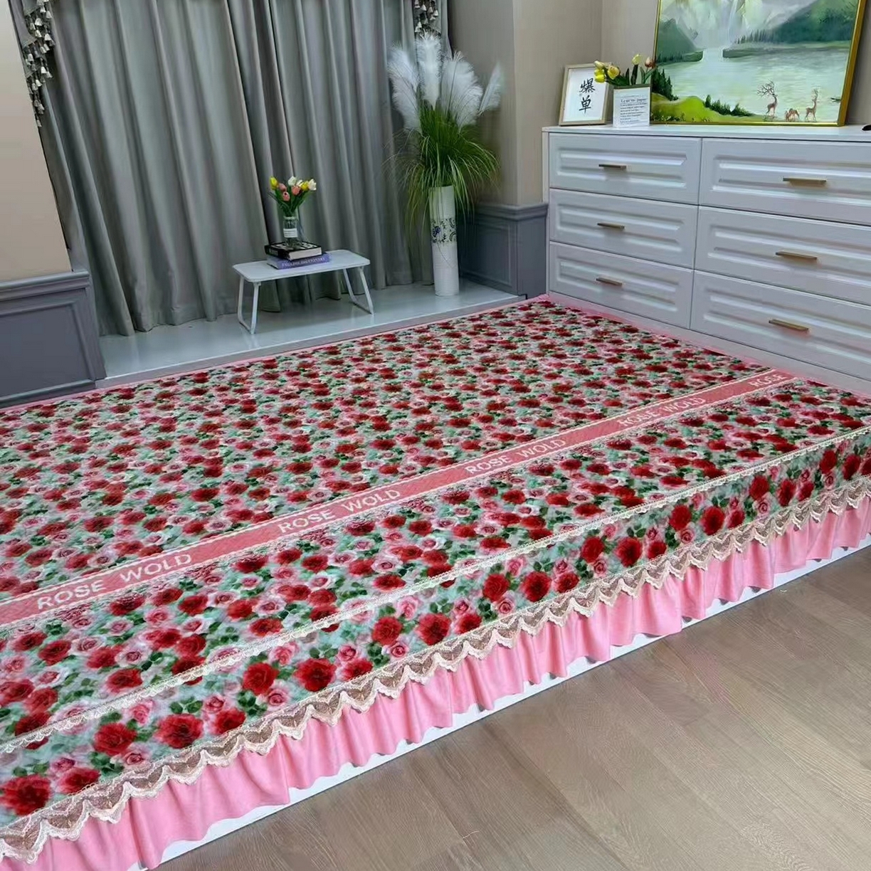 91家纺网 家纺一手货源 找家纺 （总）铭源榻榻米炕盖 新款牛奶绒防滑榻榻米炕盖