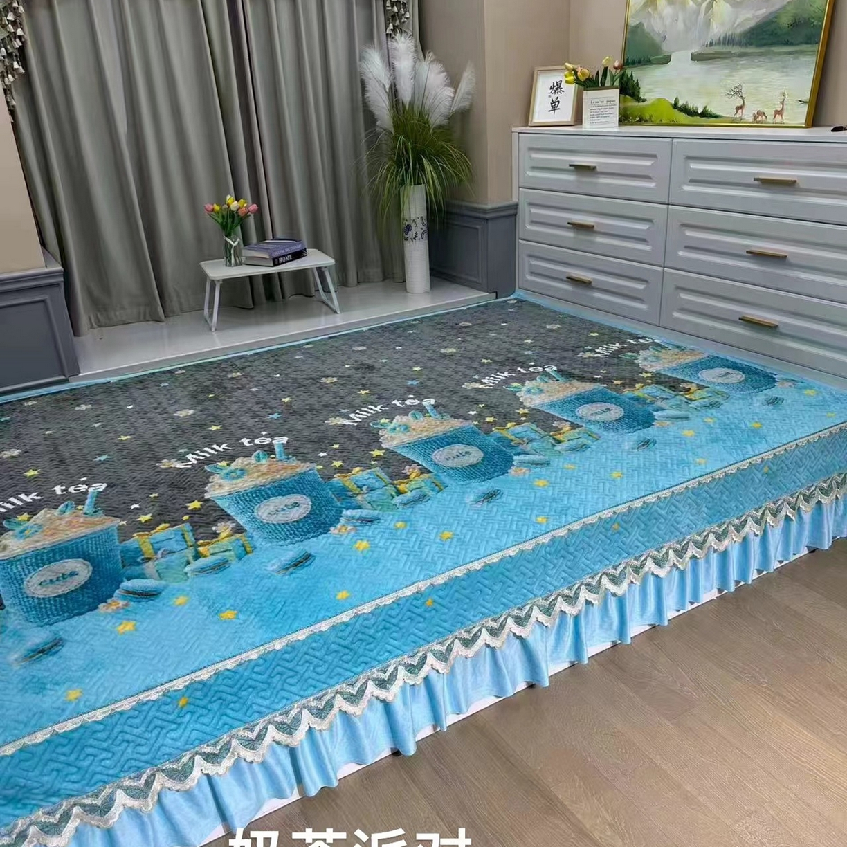 91家纺网 家纺一手货源 找家纺 （总）铭源榻榻米炕盖 新款牛奶绒防滑榻榻米炕盖