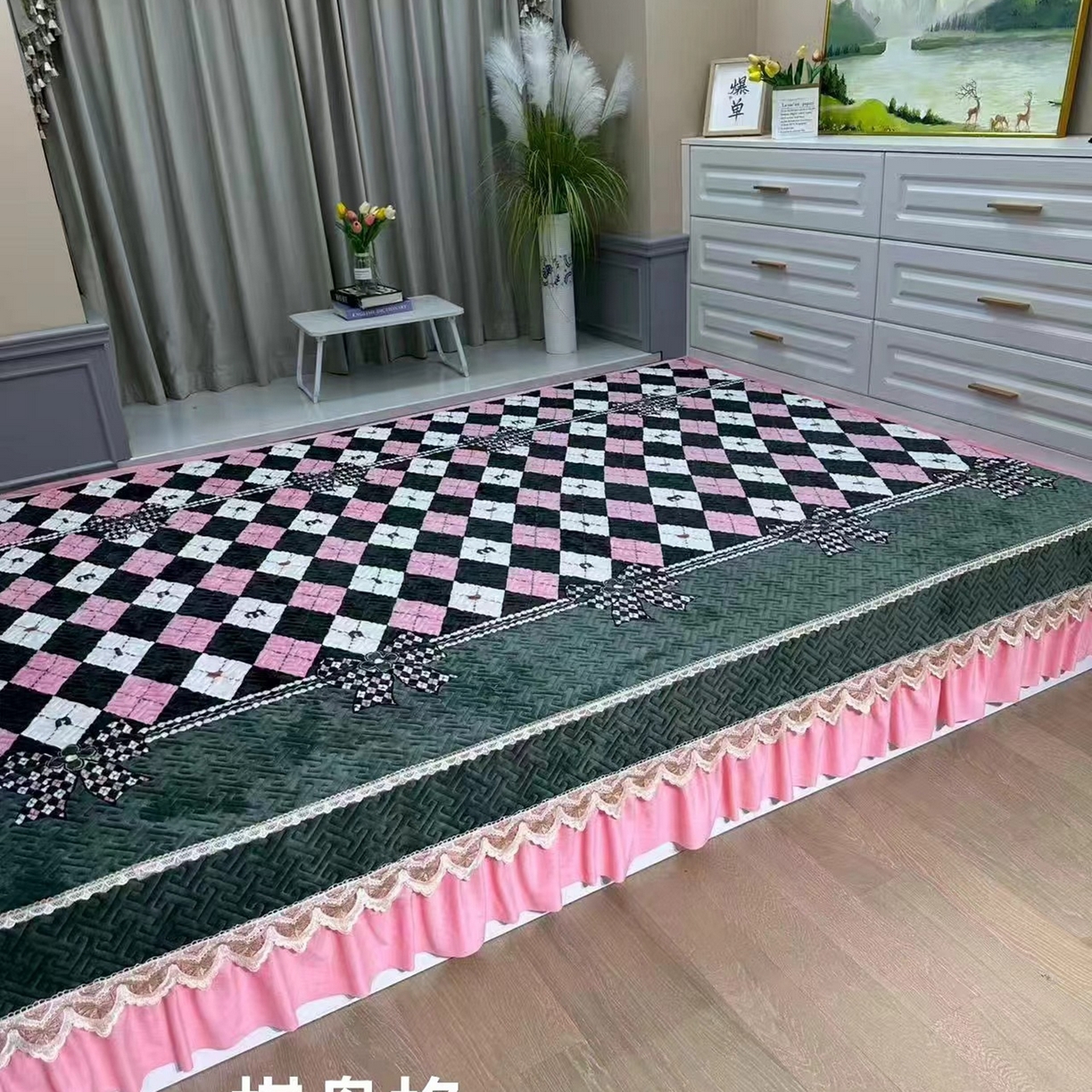 91家纺网 家纺一手货源 找家纺 （总）铭源榻榻米炕盖 新款牛奶绒防滑榻榻米炕盖