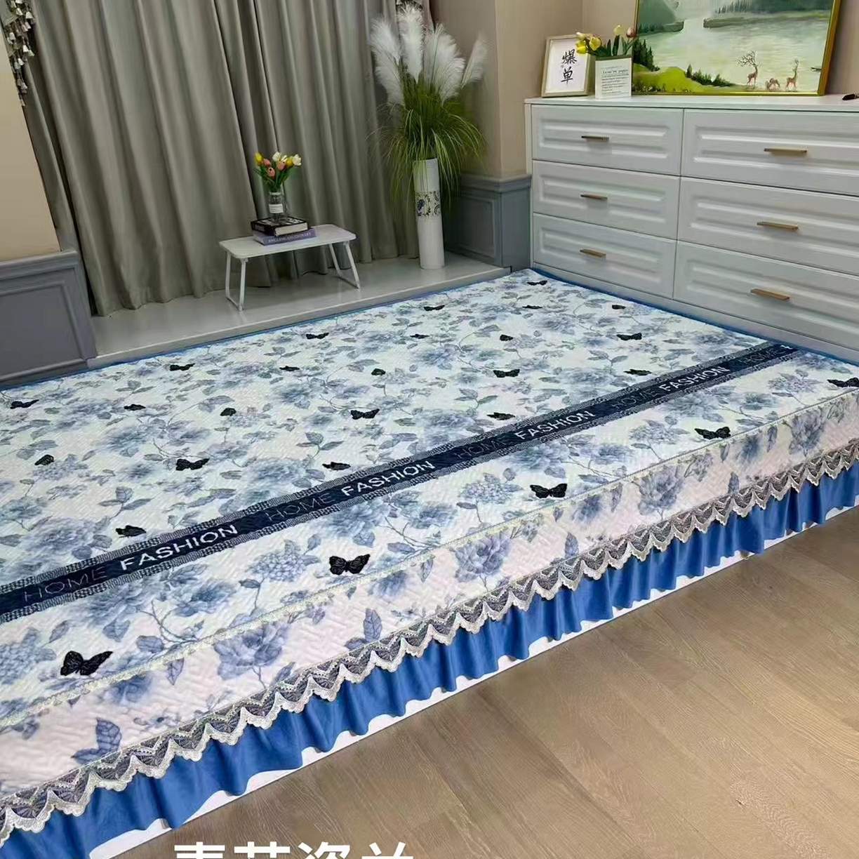 91家纺网 家纺一手货源 找家纺 （总）铭源榻榻米炕盖 新款牛奶绒防滑榻榻米炕盖