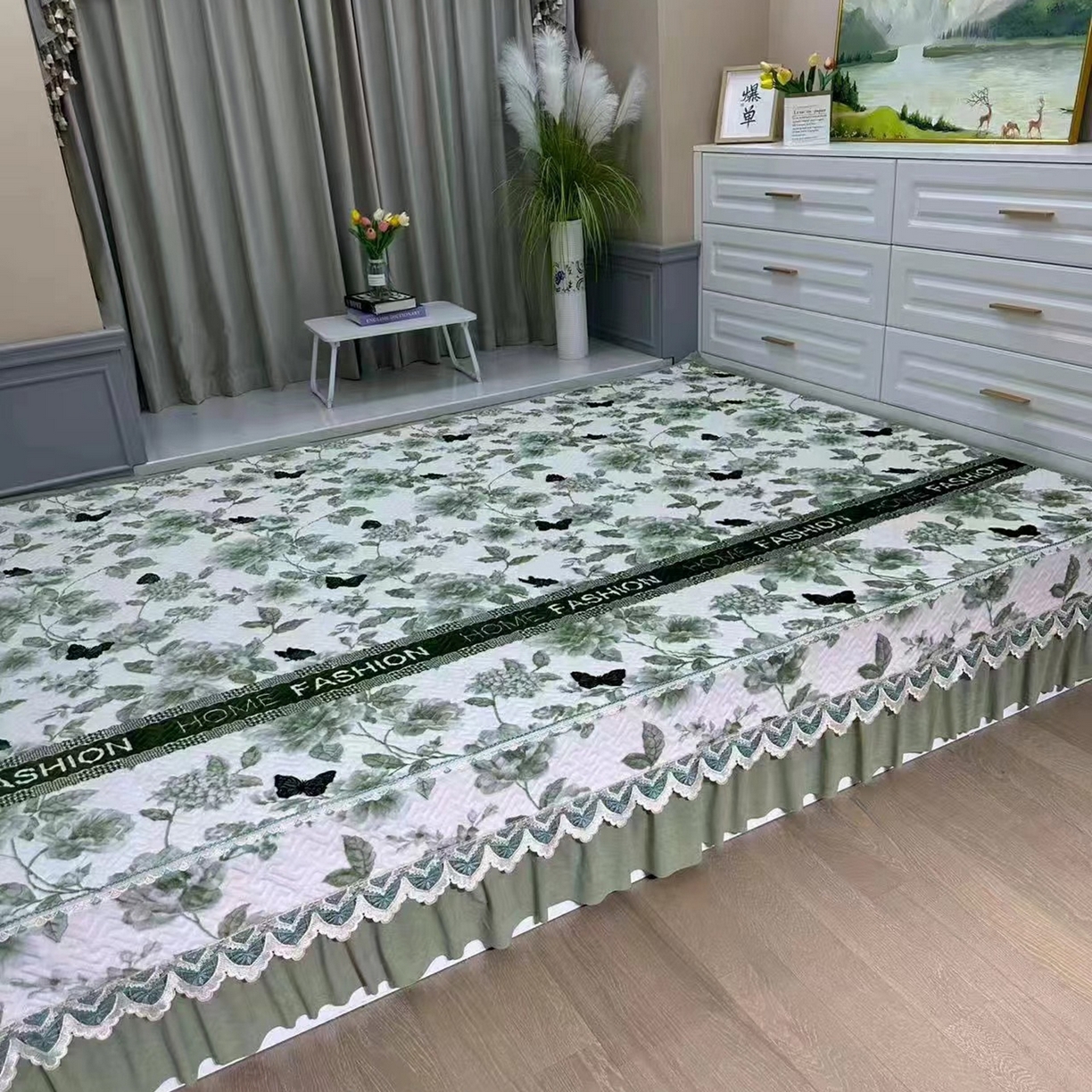 91家纺网 家纺一手货源 找家纺 （总）铭源榻榻米炕盖 新款牛奶绒防滑榻榻米炕盖