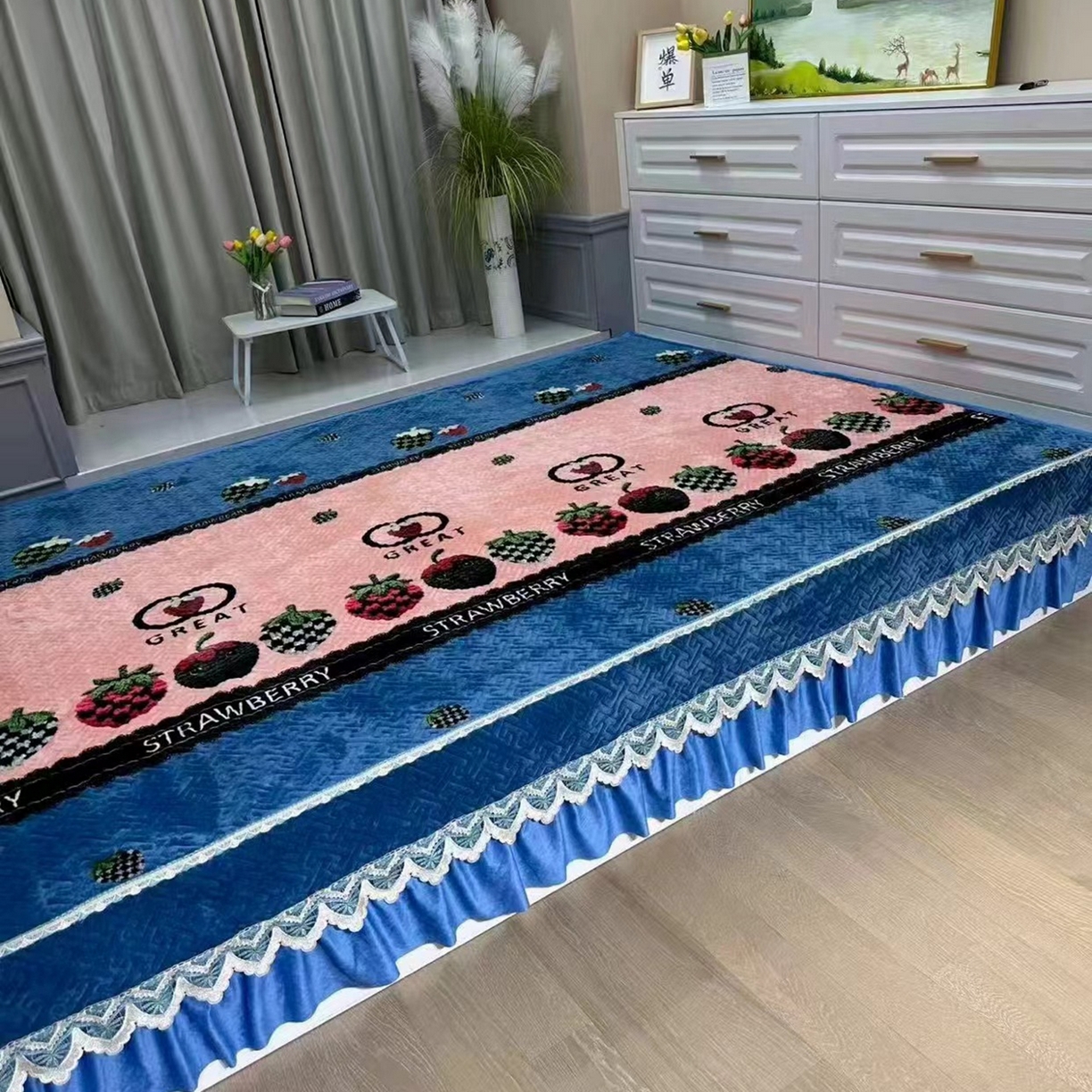 91家纺网 家纺一手货源 找家纺 （总）铭源榻榻米炕盖 新款牛奶绒防滑榻榻米炕盖