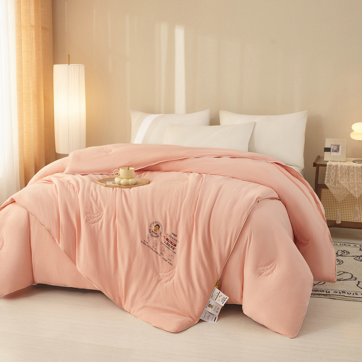 91家纺网 家纺一手货源 找家纺 （总）恒科家纺 2025新款李官奇官方正品认证李官奇大豆纤维被 子母被拉链二合一被子被芯