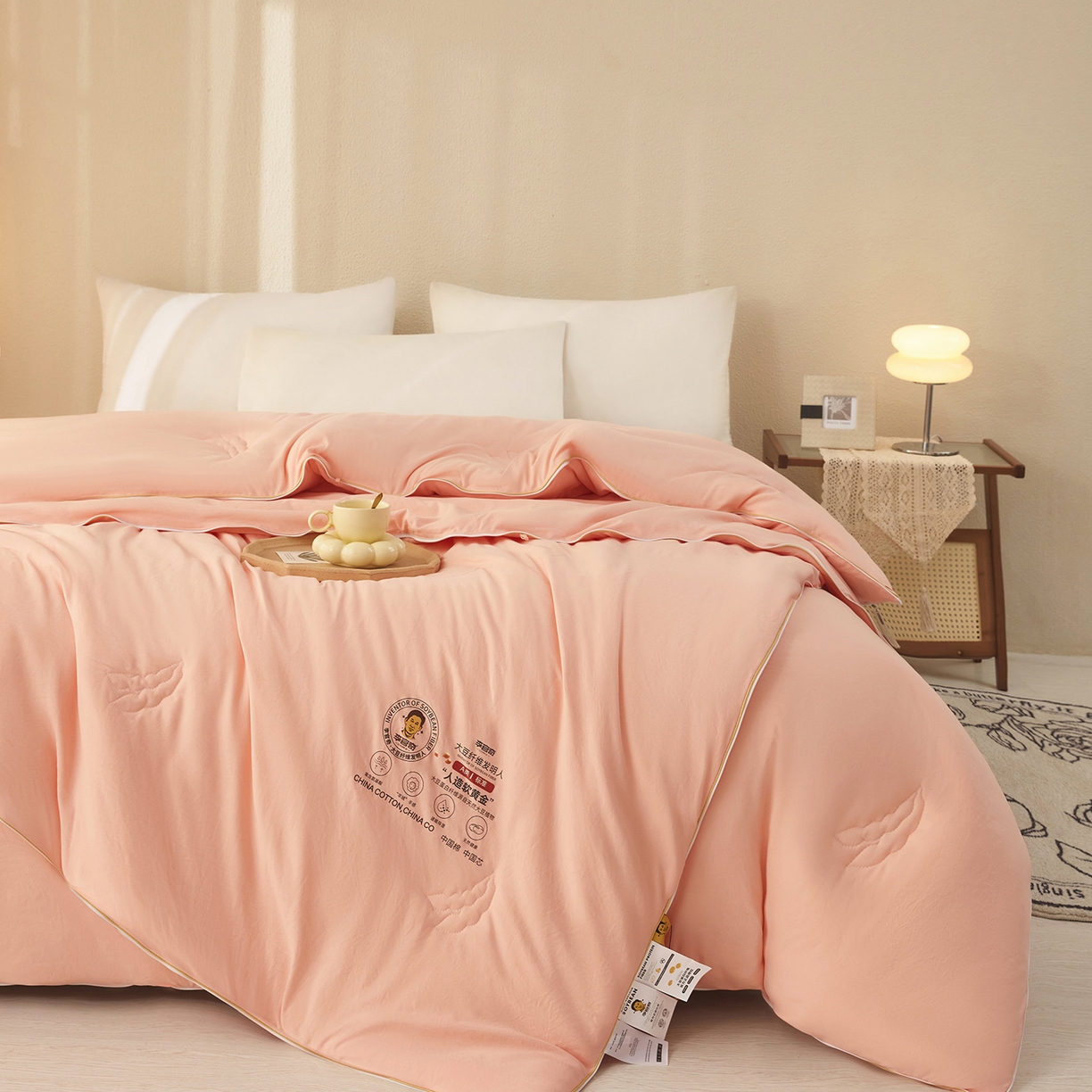 91家纺网 家纺一手货源 找家纺 （总）恒科家纺 2025新款李官奇官方正品认证李官奇大豆纤维被 子母被拉链二合一被子被芯