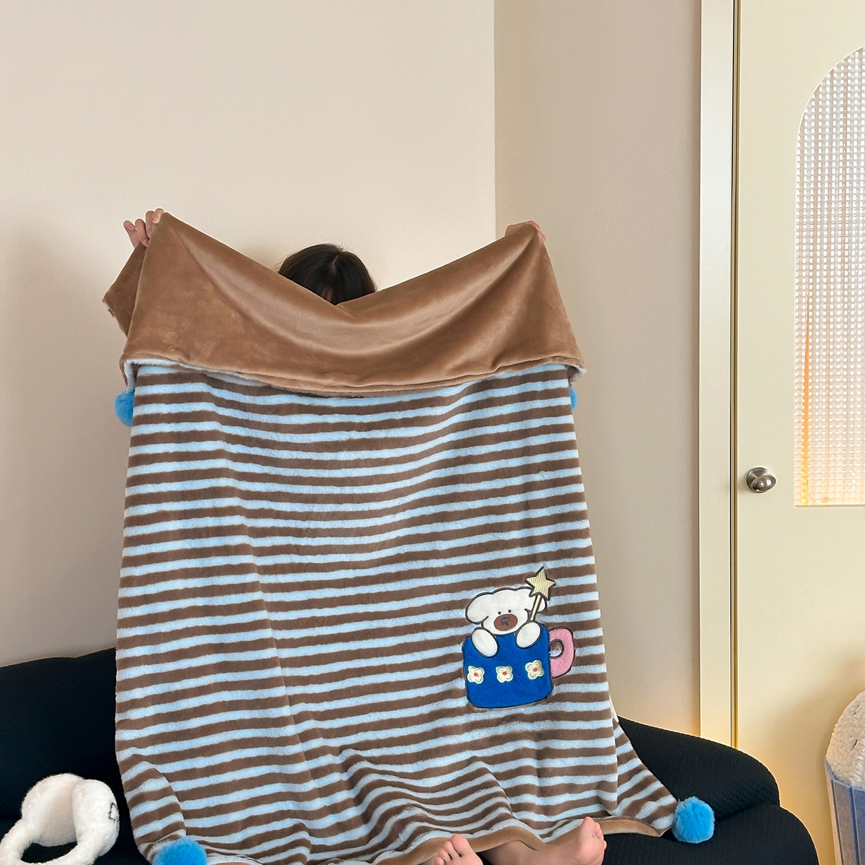 桔子家纺 2025新款秋冬学院派兔兔绒牛奶绒系列毯子 茶杯小斗毯子