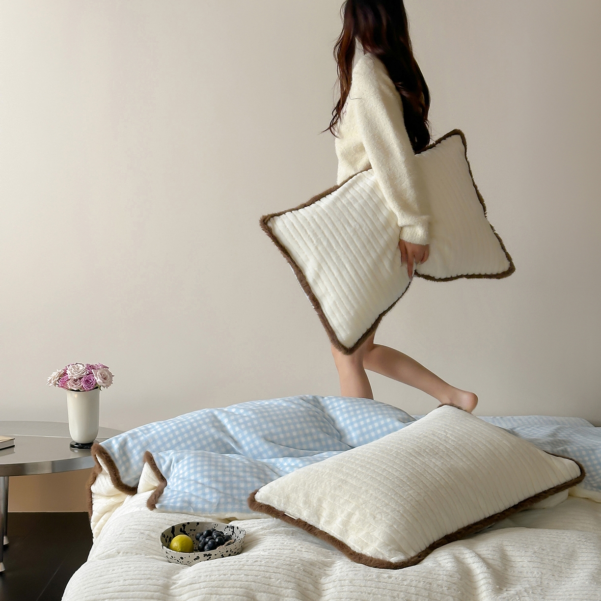 91家纺网 家纺一手货源 找家纺 （总）桔子家纺 2025新款兔兔绒牛奶绒雕花系列四件套