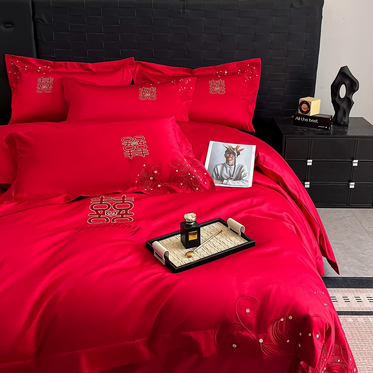 91家纺网 家纺一手货源 找家纺 （总）置顶家纺 2025新款亲肤刺绣婚庆四件套