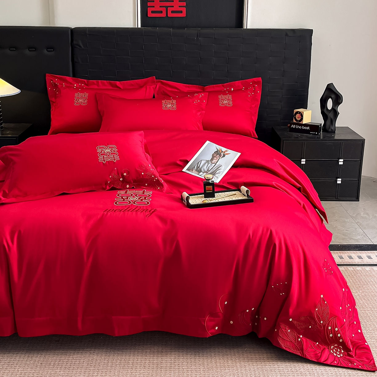 91家纺网 家纺一手货源 找家纺 （总）置顶家纺 2025新款亲肤刺绣婚庆四件套