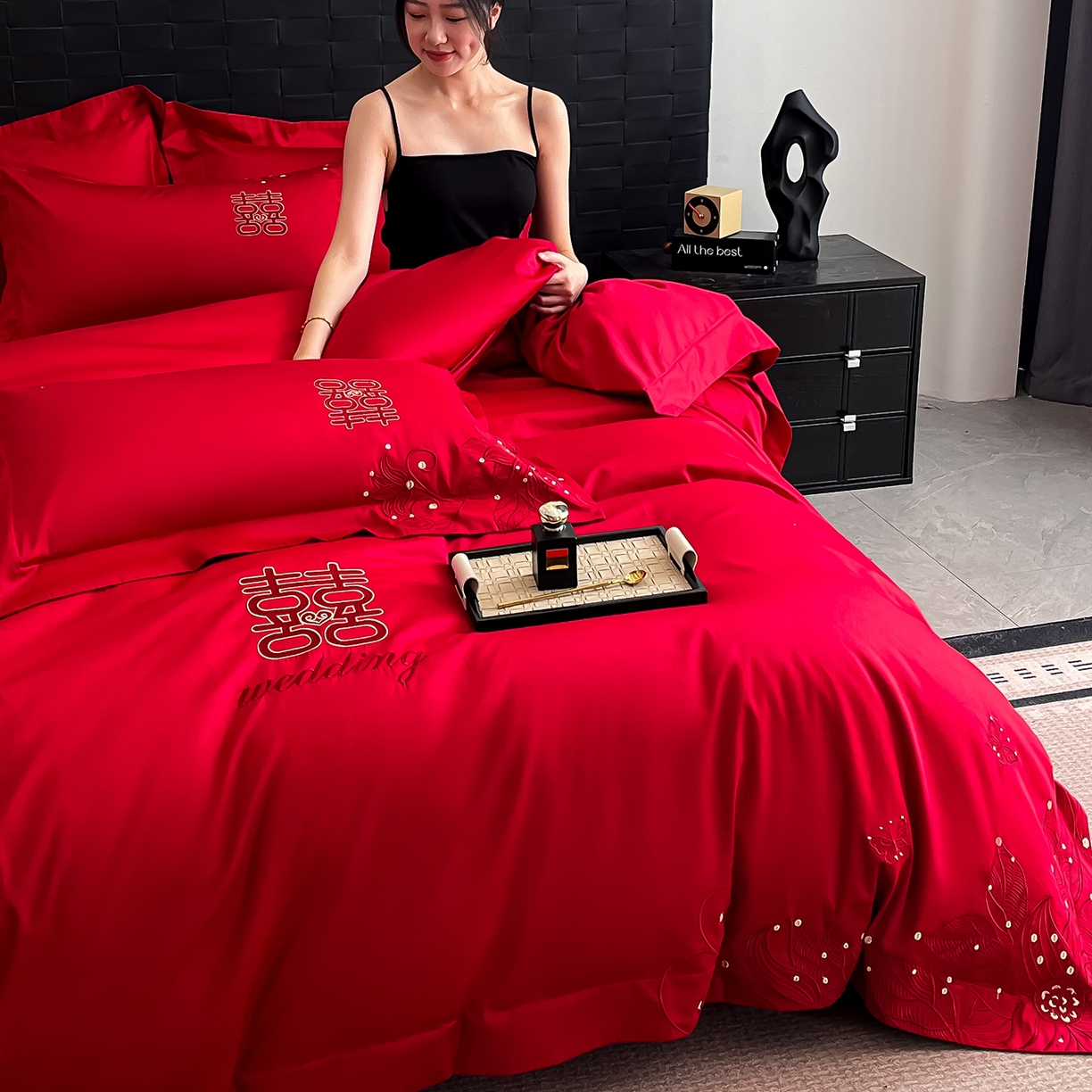 91家纺网 家纺一手货源 找家纺 （总）置顶家纺 2025新款亲肤刺绣婚庆四件套