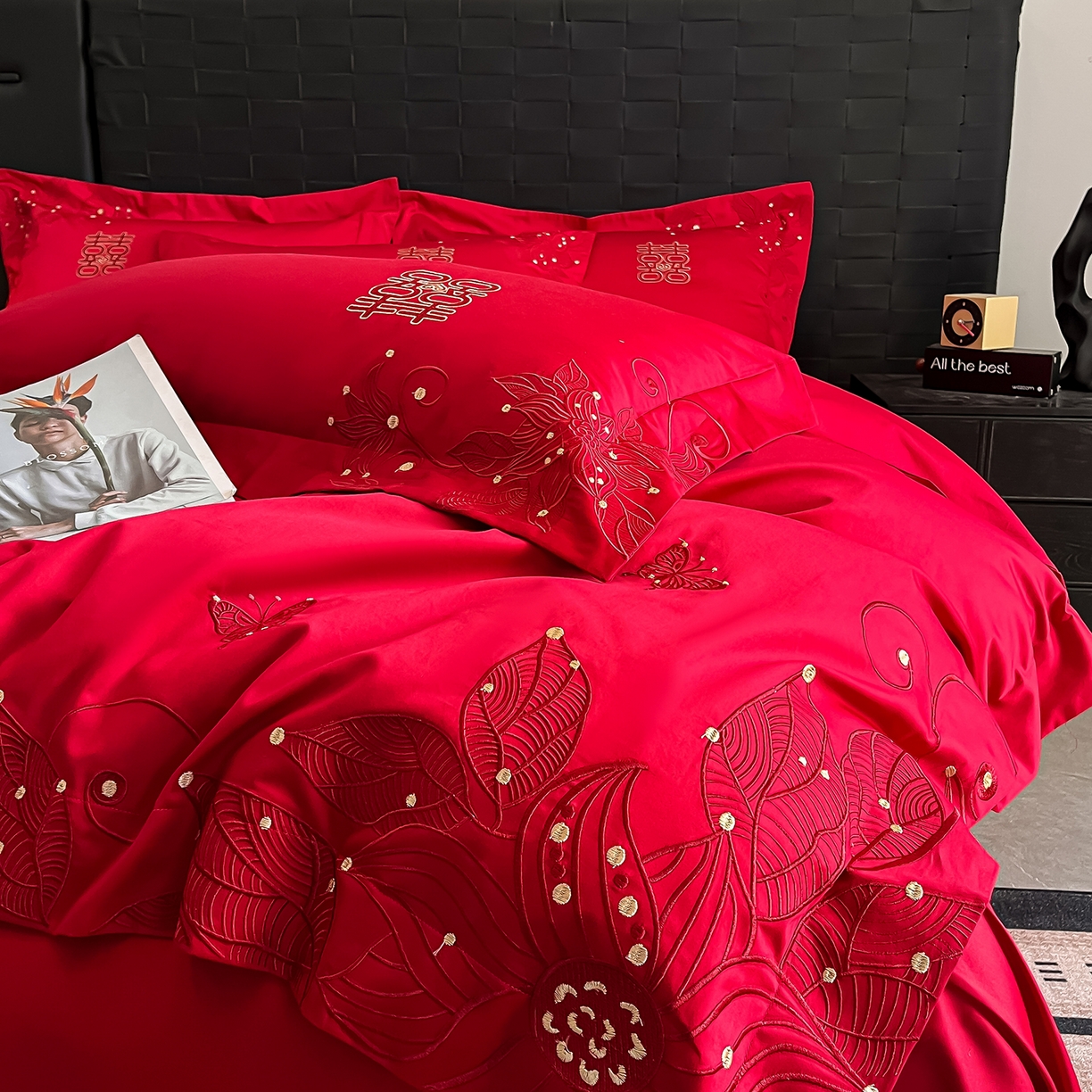 91家纺网 家纺一手货源 找家纺 （总）置顶家纺 2025新款亲肤刺绣婚庆四件套