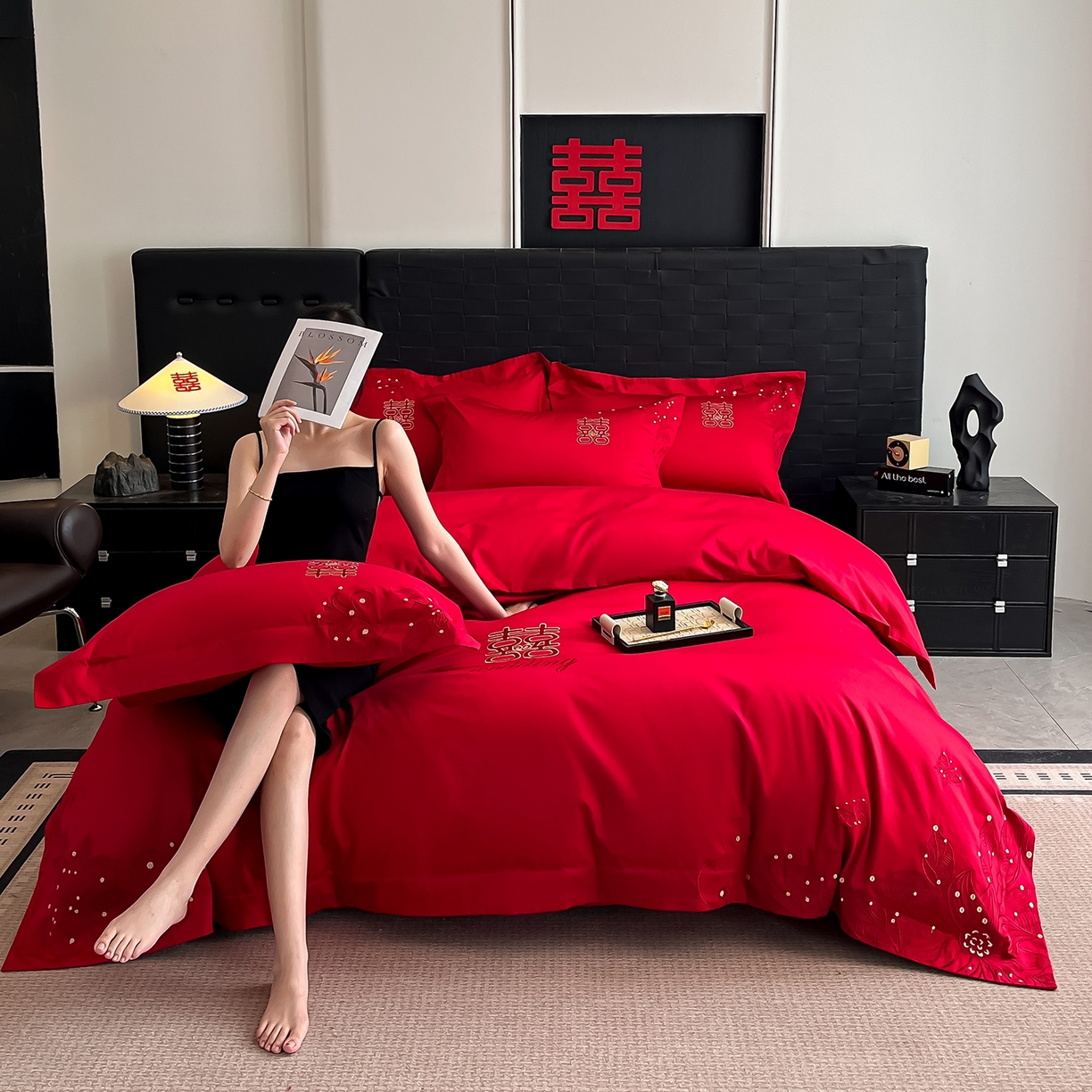 91家纺网 家纺一手货源 找家纺 （总）置顶家纺 2025新款亲肤刺绣婚庆四件套