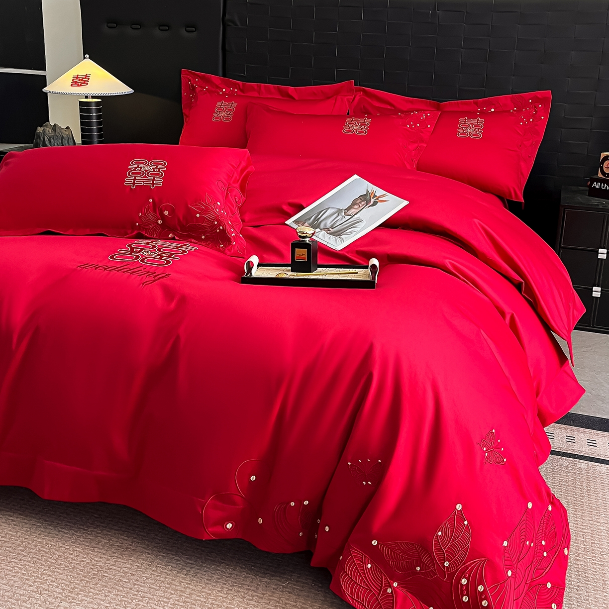 91家纺网 家纺一手货源 找家纺 （总）置顶家纺 2025新款亲肤刺绣婚庆四件套