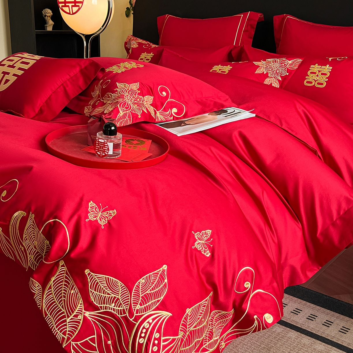 91家纺网 家纺一手货源 找家纺 （总）置顶家纺 2025新款亲肤刺绣婚庆四件套