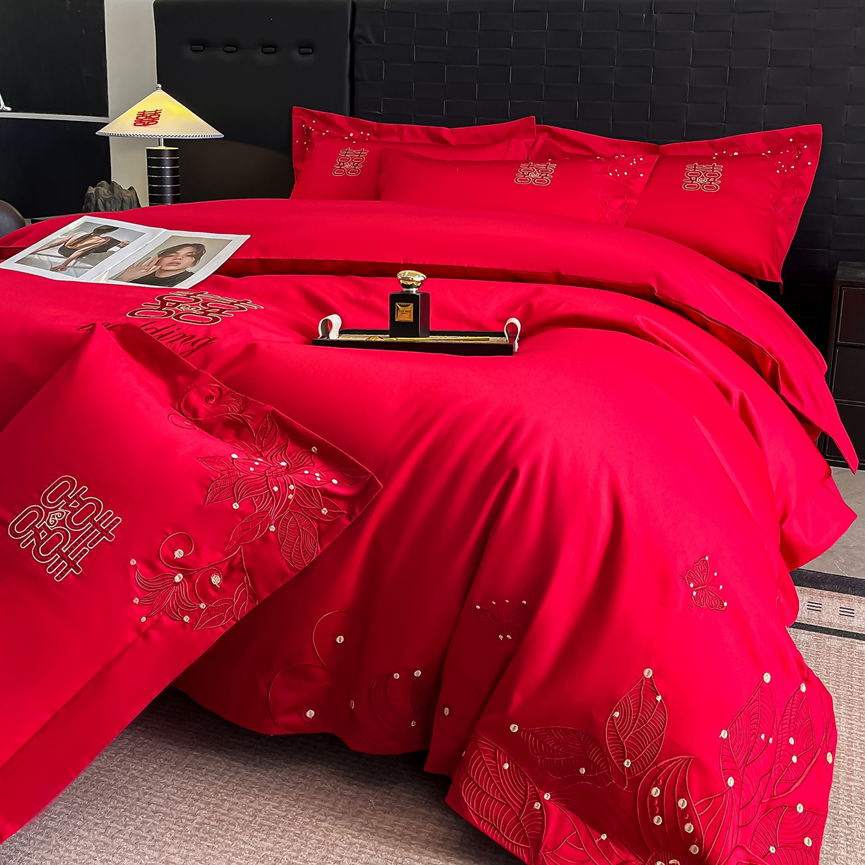 91家纺网 家纺一手货源 找家纺 （总）置顶家纺 2025新款亲肤刺绣婚庆四件套