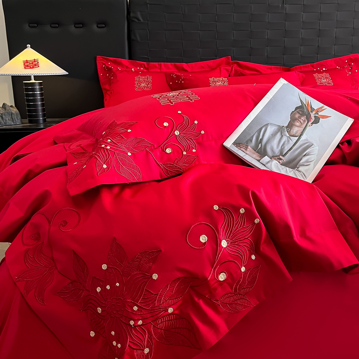 91家纺网 家纺一手货源 找家纺 （总）置顶家纺 2025新款亲肤刺绣婚庆四件套