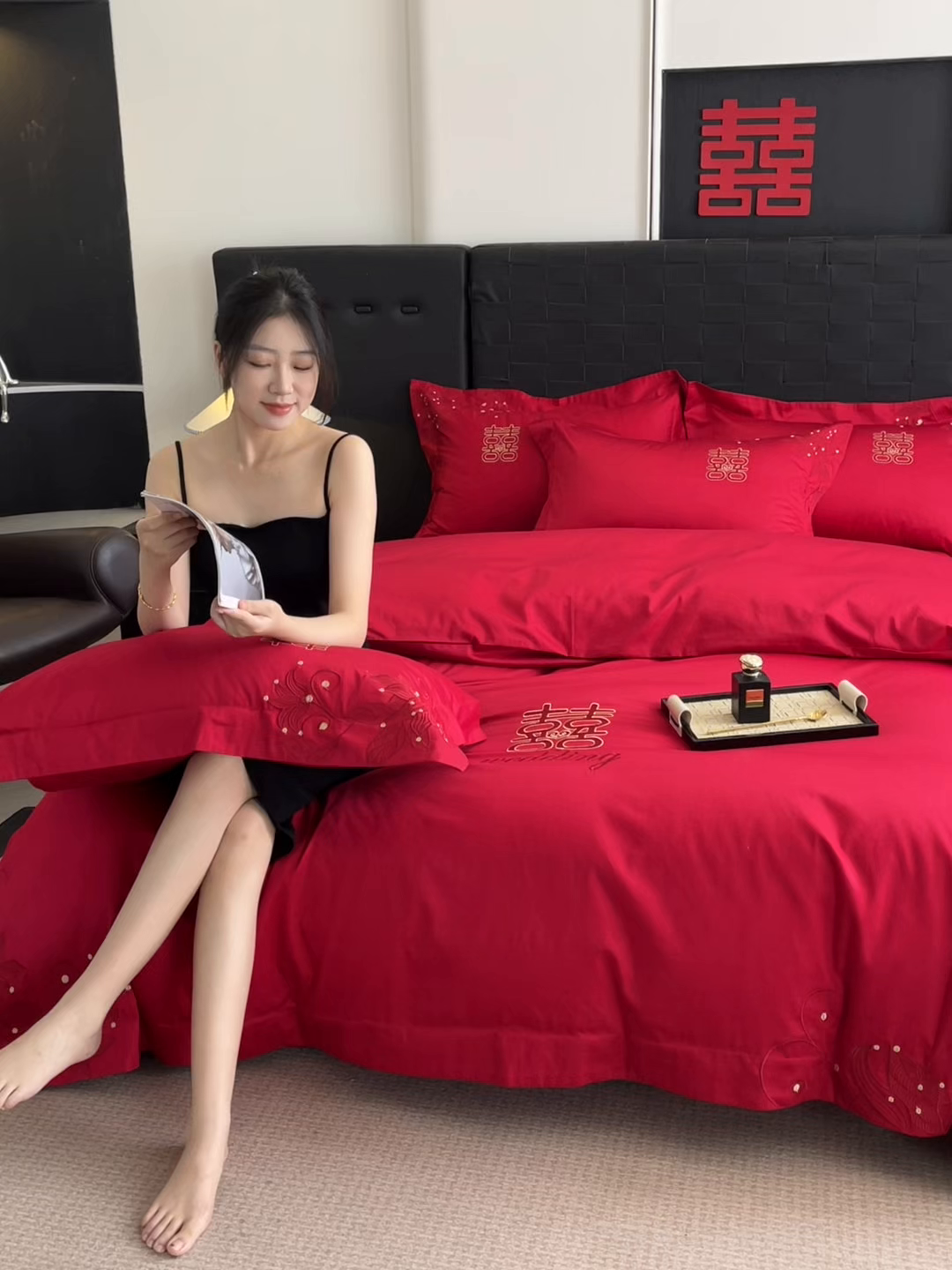 91家纺网 家纺一手货源 找家纺 （总）置顶家纺 2025新款亲肤刺绣婚庆四件套