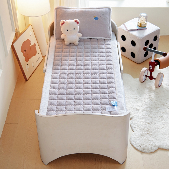 91家纺网 家纺一手货源 找家纺 胜权家纺 2025新款A类艾尼绒手包边夹棉软床垫 艾尼绒灰