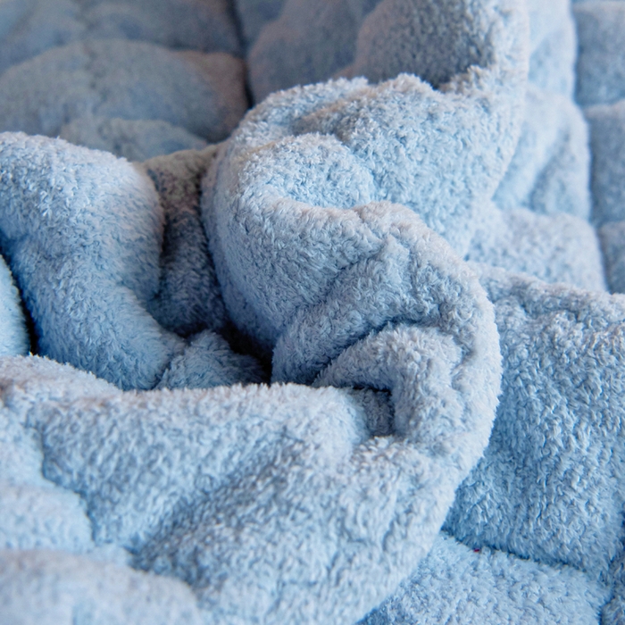 91家纺网 家纺一手货源 找家纺 胜权家纺 2025新款A类艾尼绒手包边夹棉软床垫 艾尼绒蓝