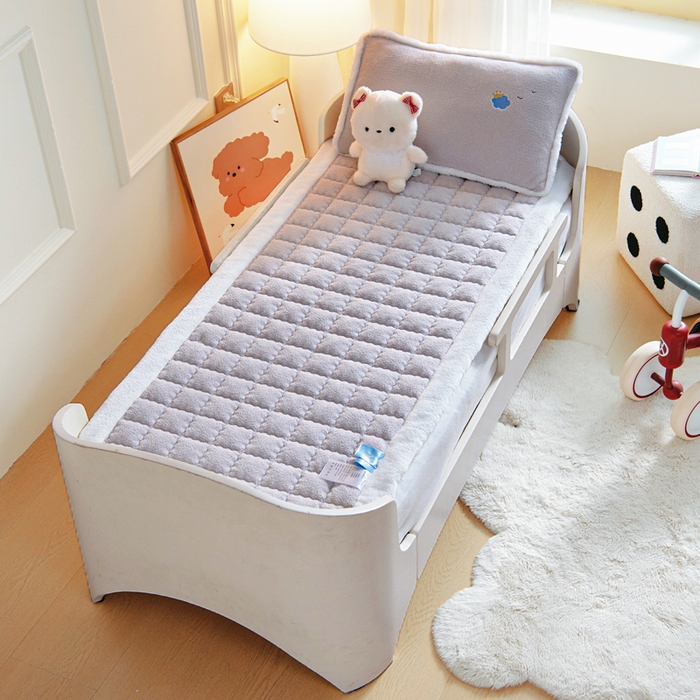 91家纺网 家纺一手货源 找家纺 胜权家纺 2025新款A类艾尼绒手包边夹棉软床垫 艾尼绒灰