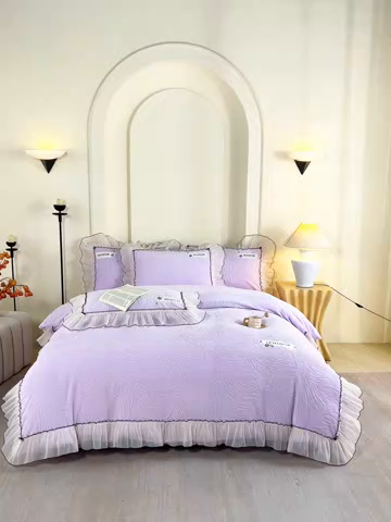 91家纺网 家纺一手货源 找家纺 （总）青竹苑 2025新款雕花牛奶绒夹棉床盖款四件套