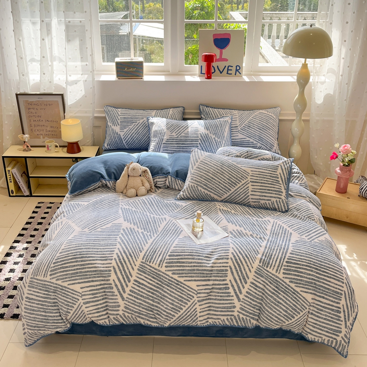 91家纺网 家纺一手货源 找家纺 （总）如一 2025新款A类高克重牛奶绒印花三角针工艺四件套