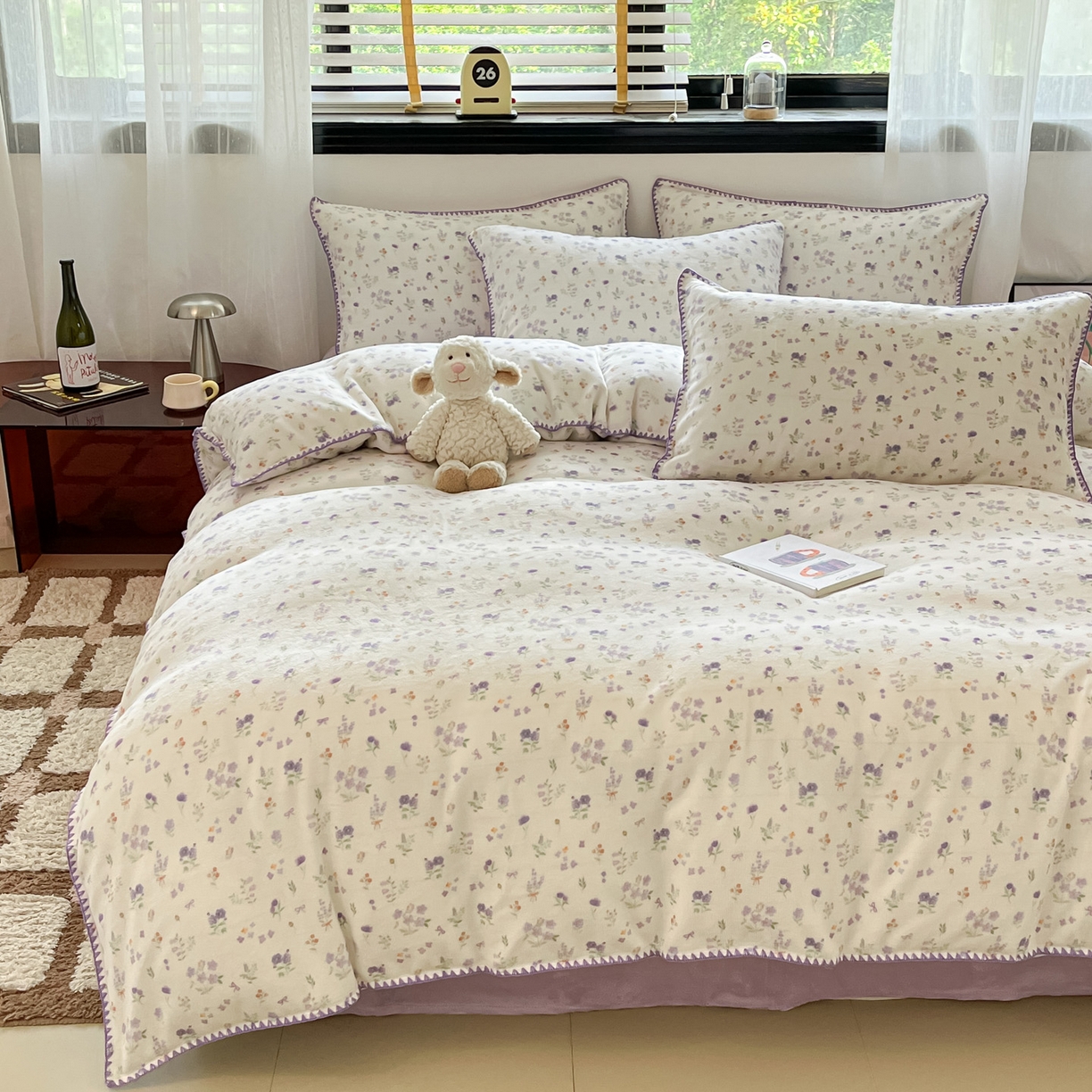 91家纺网 家纺一手货源 找家纺 如一 2025新款A类高克重牛奶绒印花三角针工艺四件套 芽青