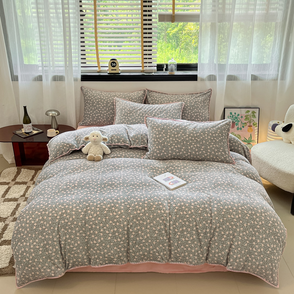 91家纺网 家纺一手货源 找家纺 如一 2025新款A类高克重牛奶绒印花三角针工艺四件套 芒种