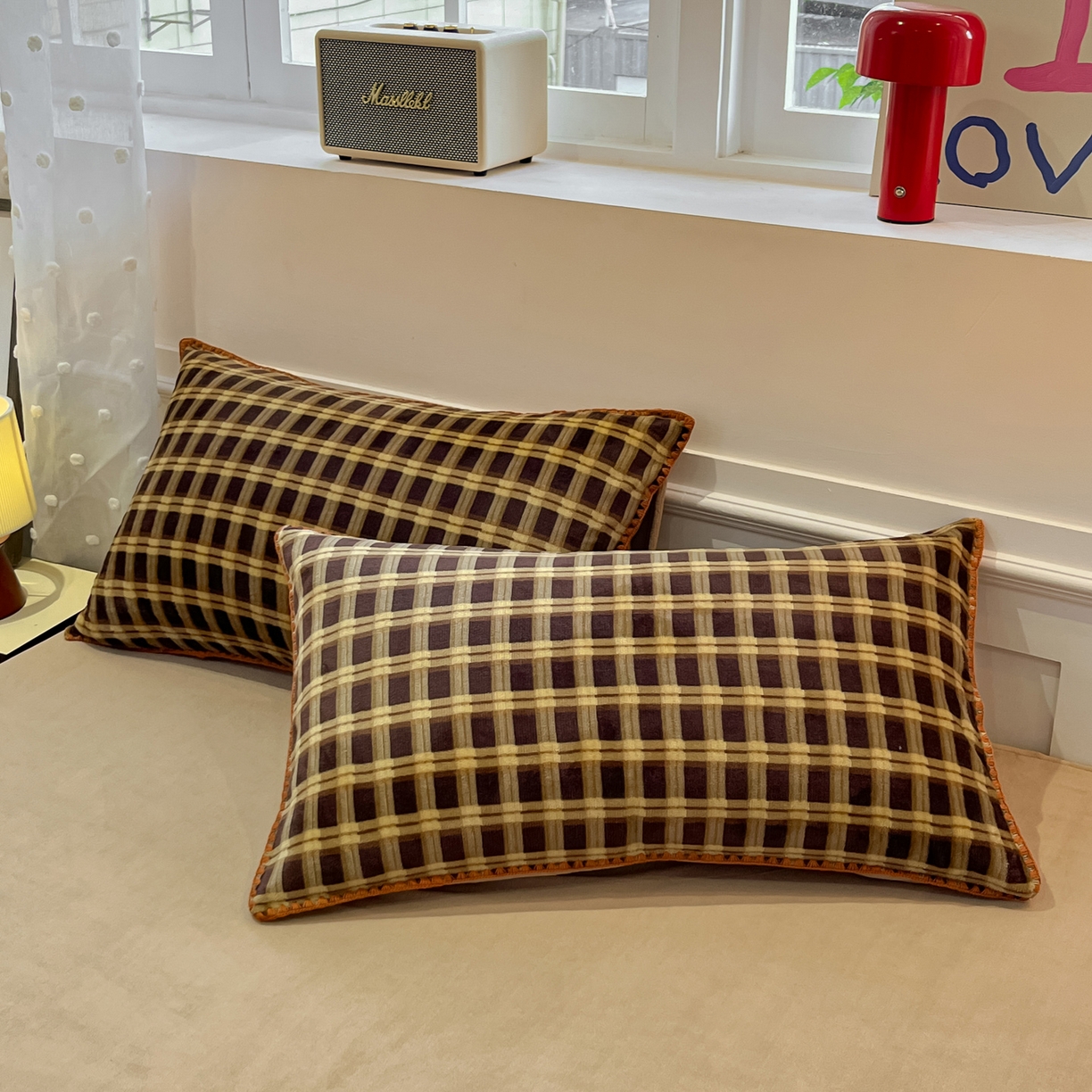 91家纺网 家纺一手货源 找家纺 如一 2025新款A类高克重牛奶绒印花三角针工艺四件套 秋思咖