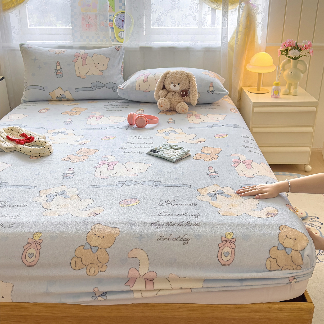 91家纺网 家纺一手货源 找家纺 灿哈家纺 2025新款牛奶绒印花床笠单品床笠床笠单件床笠三件套 后花园