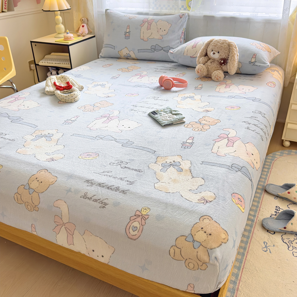 91家纺网 家纺一手货源 找家纺 灿哈家纺 2025新款牛奶绒印花床笠单品床笠床笠单件床笠三件套 后花园