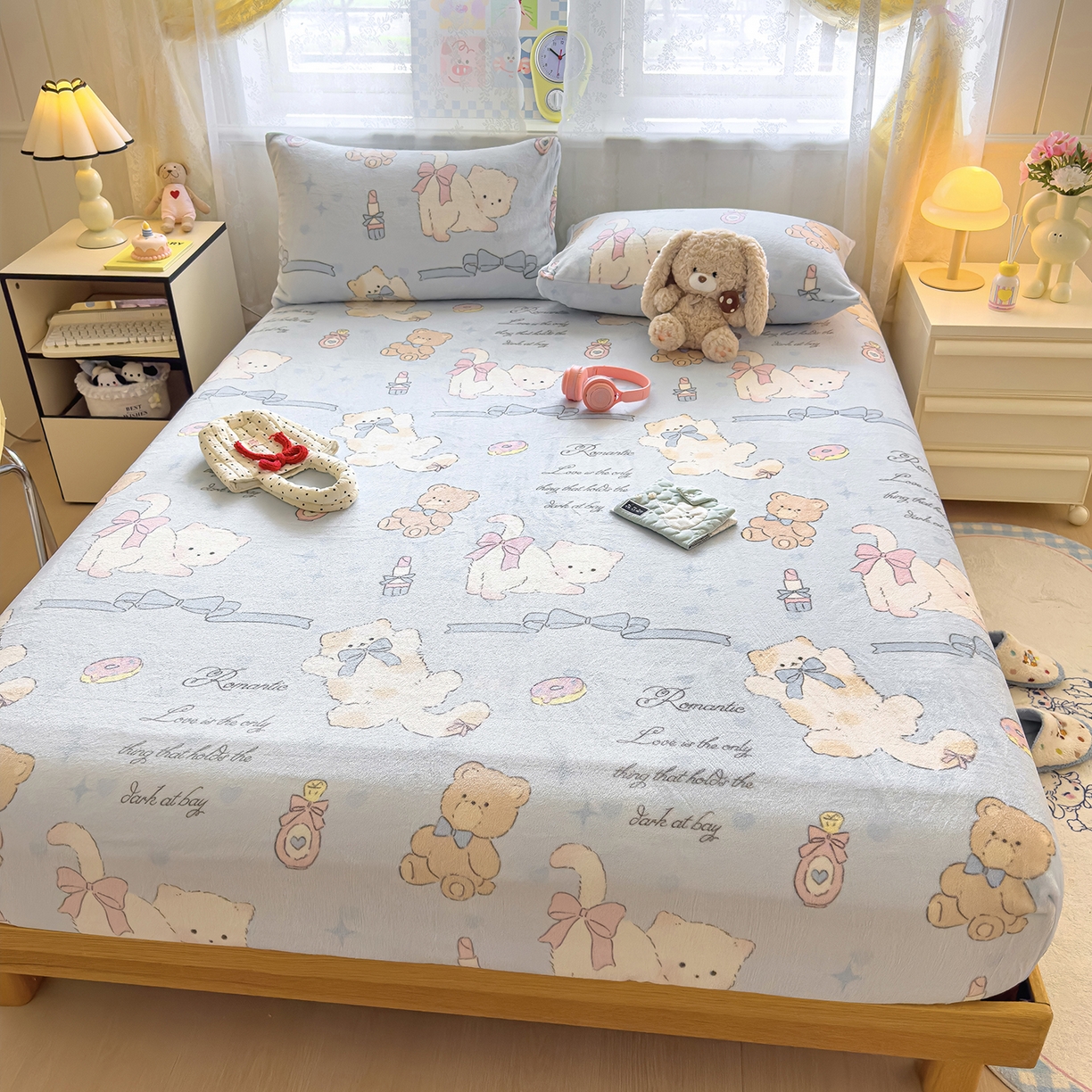 91家纺网 家纺一手货源 找家纺 灿哈家纺 2025新款牛奶绒印花床笠单品床笠床笠单件床笠三件套 后花园