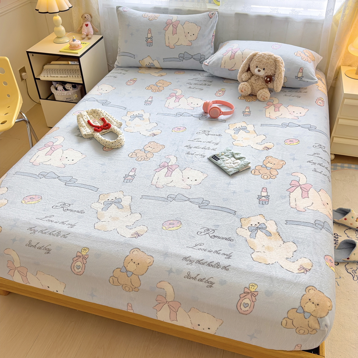 91家纺网 家纺一手货源 找家纺 灿哈家纺 2025新款牛奶绒印花床笠单品床笠床笠单件床笠三件套 后花园