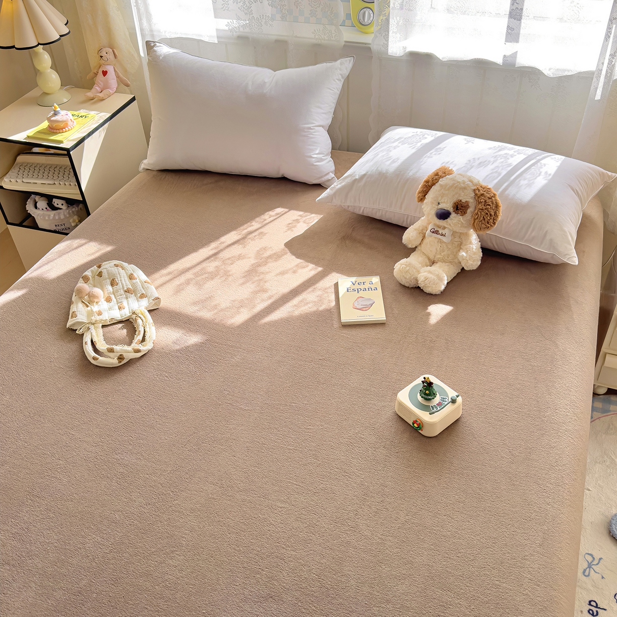 91家纺网 家纺一手货源 找家纺 灿哈家纺 2025新款牛奶绒印花床笠单品床笠床笠单件床笠三件套 咖色