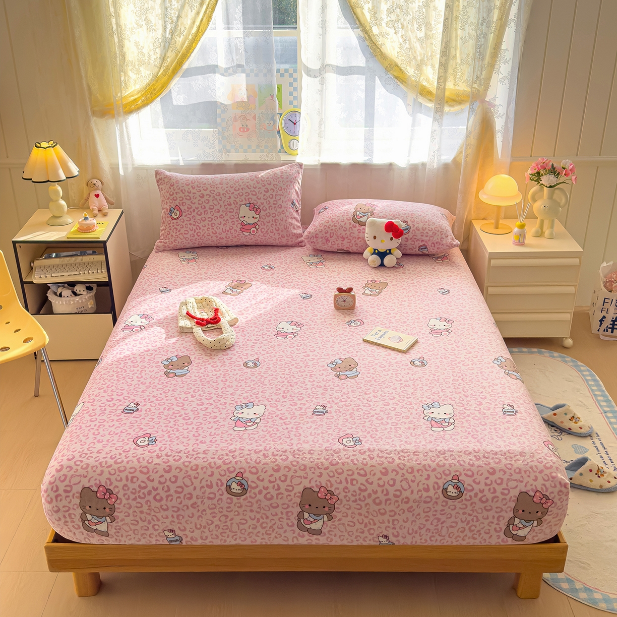 91家纺网 家纺一手货源 找家纺 灿哈家纺 2025新款牛奶绒印花床笠单品床笠床笠单件床笠三件套 小宝贝