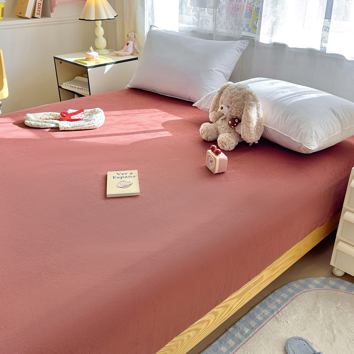 91家纺网 家纺一手货源 找家纺 灿哈家纺 2025新款牛奶绒印花床笠单品床笠床笠单件床笠三件套 酒红