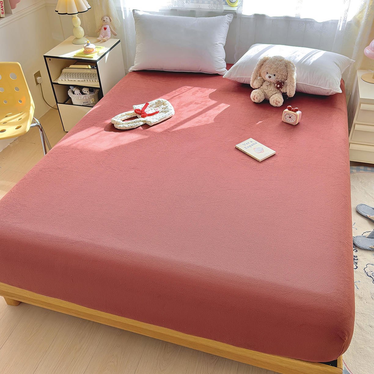 91家纺网 家纺一手货源 找家纺 灿哈家纺 2025新款牛奶绒印花床笠单品床笠床笠单件床笠三件套 酒红