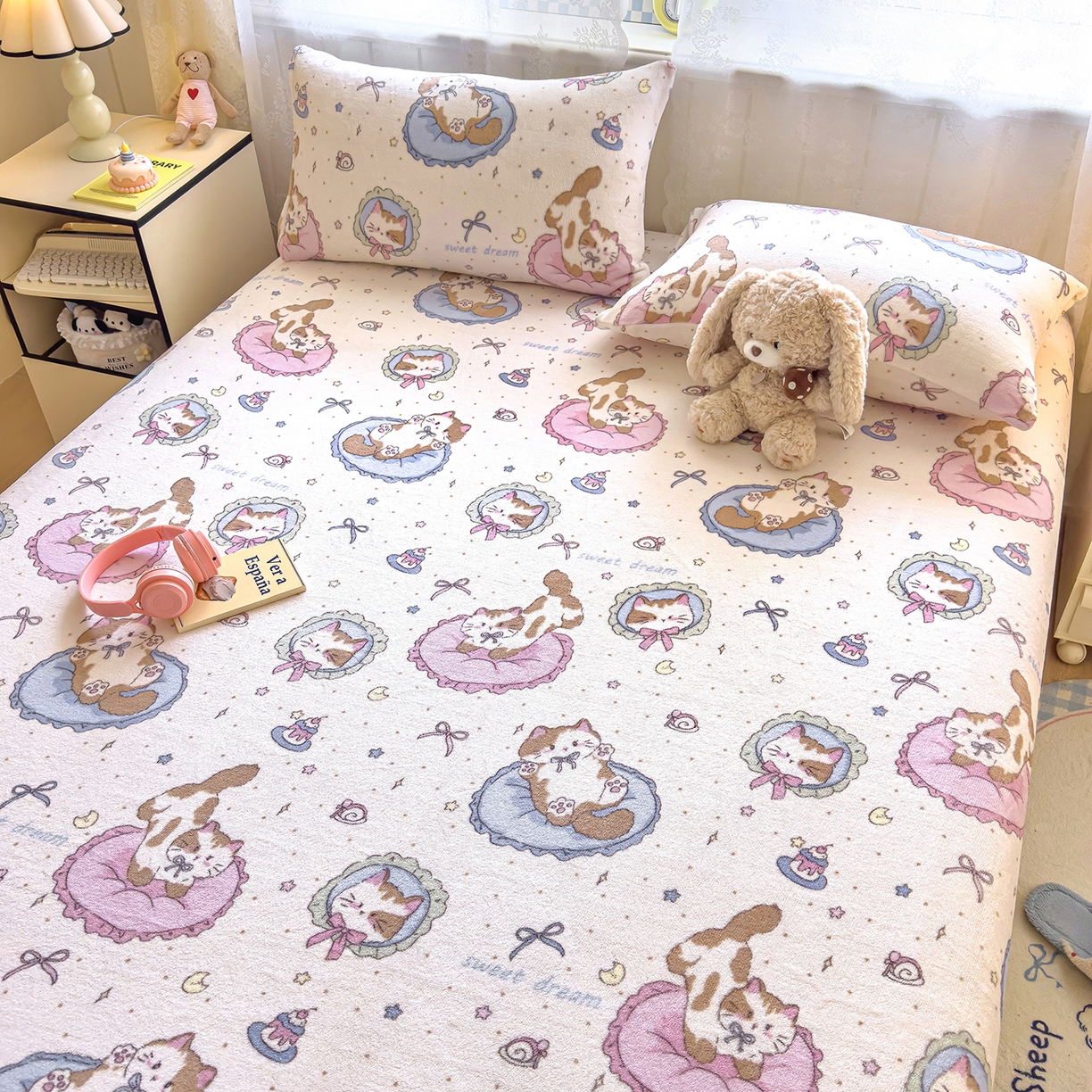 91家纺网 家纺一手货源 找家纺 灿哈家纺 2025新款牛奶绒印花床笠单品床笠床笠单件床笠三件套 哈基米