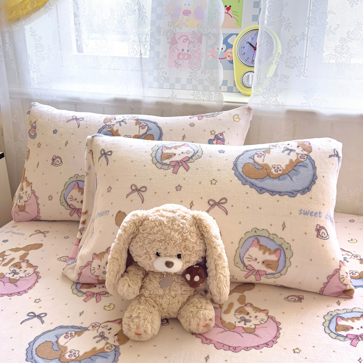 91家纺网 家纺一手货源 找家纺 灿哈家纺 2025新款牛奶绒印花床笠单品床笠床笠单件床笠三件套 哈基米